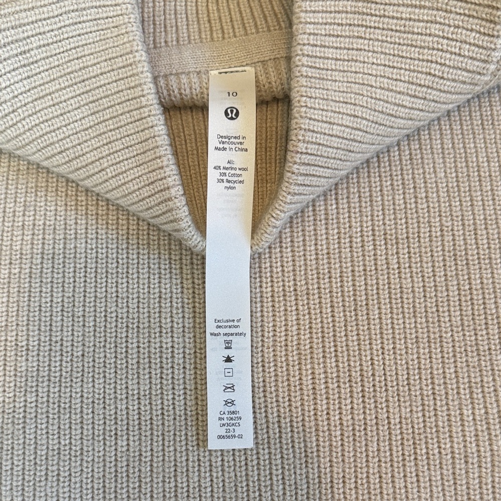 Cream Lululemon Cropped Mock Turtleneck Sweater - Picture 2 of 7